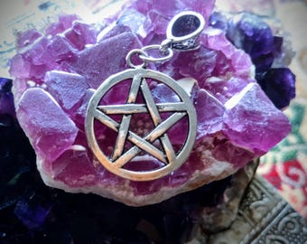 Pentagram Pentacle Pewter Pendant Tibetan Silver Charm Necklace