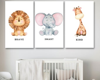 Nursery Watercolor Animal Wall Art | Nursery Wall Decor | Kids Affirmations | Baby Wall Art, Watercolor Animals, Positive Nursery Art