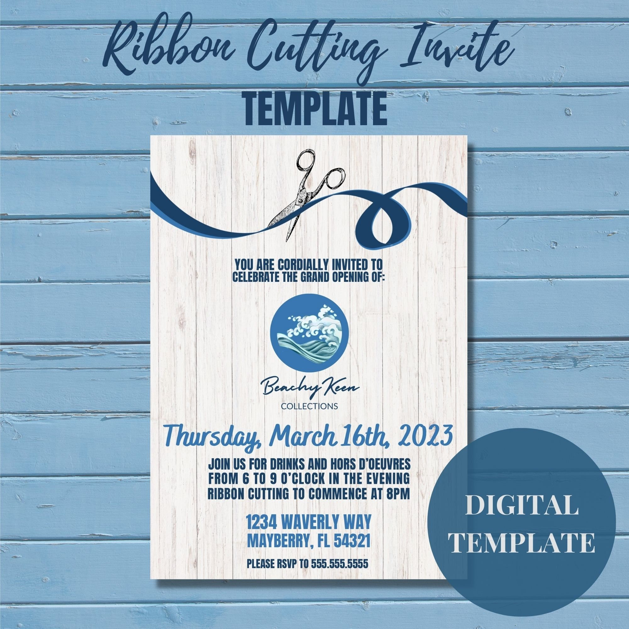 Grand Opening Kit-Ribbon, 10 inch Metallic Blue Bows, & Blue Handle  Scissors-Easy Ribbon Cutting Ceremonial Supplies Pack (Blue Kit)