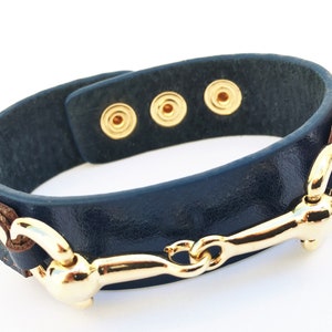 Wardani, brazalete de cuero ecuestre con filete de caballo - chapado en oro