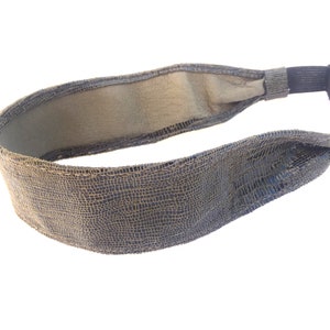 Wardani, 2&quot; wide ,Lizard print , Embossed  suede Leather headband , adjustable elastic hair band .