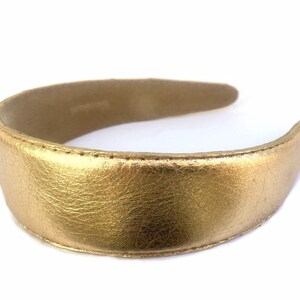 Wardani, 4cm metallic gold leather headband  stitched edges, handmade in Brooklyn 1.6”