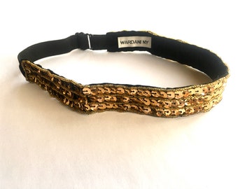 Wardani, Sequins & beads on velvet adjustable headband , hair band for all ages