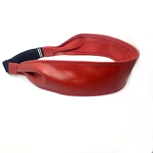 Wardani, leather headband adjustable elastic, handmade in Brooklyn NY with soft Italian lambskin. (5 cm = 2”) wide