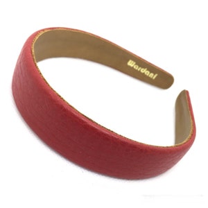 Wardani, 2.6 cm Medium Leather headband Genuine calf skin leather, women leather headband 1 wide Red