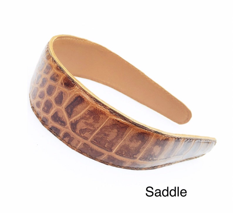 Wardani, 4 Cm Alligator, gator leather headband stitched edges