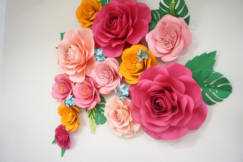 Extra large Paper Flower Backdrop Flower Wall Birthday Etsy