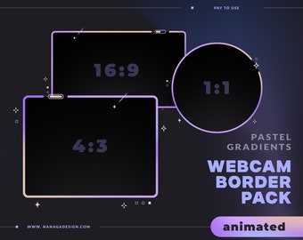 ANIMATED Pastel Gradient Webcam Border Pack, Webcam Overlays for Twitch, Youtube, Facebook - Soft Gradient, Stars, Cosmic