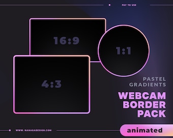 ANIMATED Minimal Pink Gradient Webcam Border Pack, Webcam Overlays for Twitch, Youtube, Facebook - Soft Gradient, Stars, Cosmic