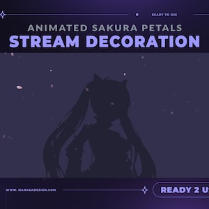 アニメーション化された桜の花びらのストリームデコレーション - 舞い散る桜 | ストリームアドオンオーバーレイ | Twitch Youtube 用のカスタム Vtuber 背景