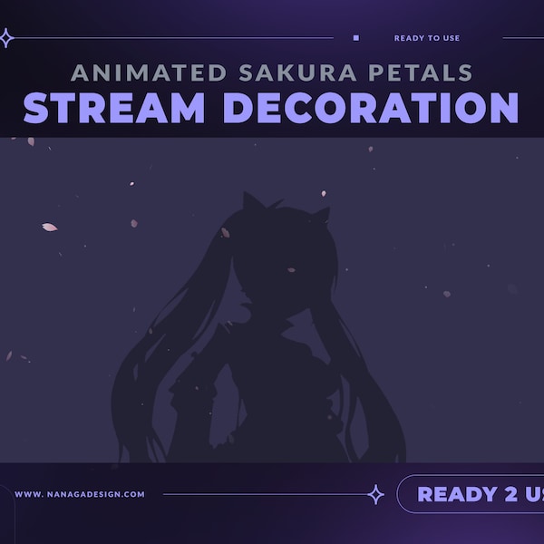 ANIMATED Sakura Petals Stream Decoration - Falling Cherry Blossom | Stream Add-On Overlay | Custom Vtuber Background for Twitch Youtube