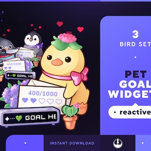 Ptak Kaczka Pingwin Zwierzę Cele Stream Widgets | Cute Animal Twitch / Youtube Cel Widget Overlay | Reaktywny Stream Pet Mascot | StreamElements