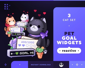 Cat Pet Goal Stream Widgets | Twitch, YouTube, StreamElements (Digital Download)
