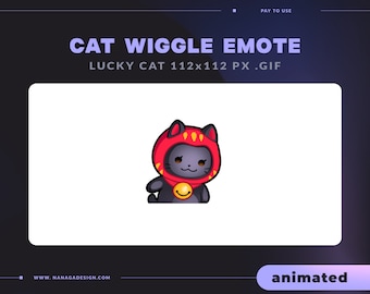 Black LUCKY CAT animated emote - wiggle Maneki Neko - Streamer Graphics Emotes for Twitch, Discord