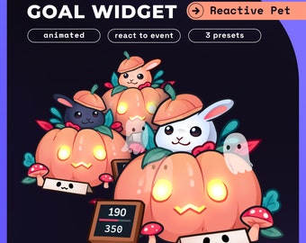 Halloween Bunny Pet Goals Stream Widgets | Twitch / Youtube Goal Widget Halloween Overlay | Reactive Stream Pet Mascot | StreamElements