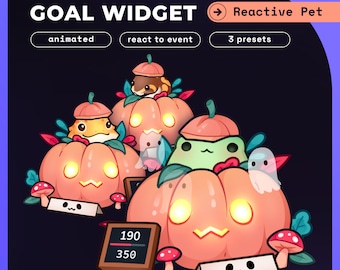 Halloween Herp Frog Pet Goals Stream Widgets | Twitch / Youtube Goal Widget Halloween Overlay | Reactive Stream Pet Mascot | StreamElements