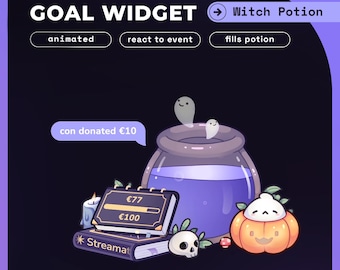 Witch Potion Cauldron Stream Goal Widget: Spooky Reactive Overlay (StreamElements)