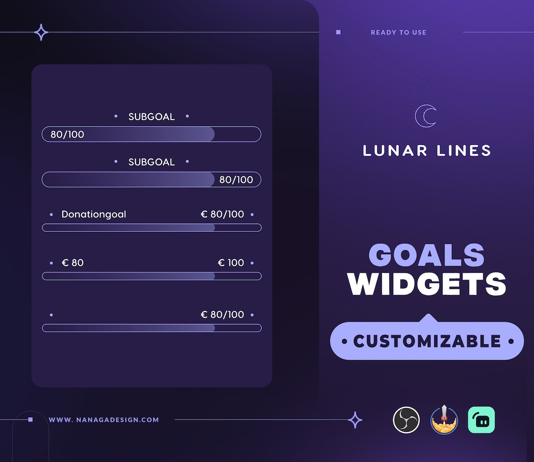 Customizable Minimal Lines Goals Stream Widgets for Streamers Cute