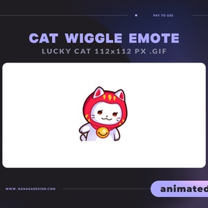 Emote animado de LUCKY CAT - Wiggle Maneki Neko - Emoticonos gráficos de Streamer para Twitch, Discord