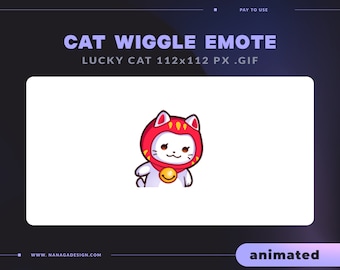 LUCKY CAT animated emote - wiggle Maneki Neko - Streamer Graphics Emotes for Twitch, Discord
