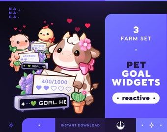 Farm Pet Stream Widgets: Pig, Cow, Chick - Reactive Goal Overlay (StreamElements)