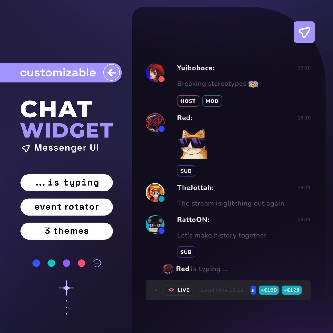 Rotator Ui Messenger UI Chat Widget With Avatars Cute Stream Chat Overlay Widget ...