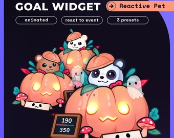 Halloween Bear Pet Goals Stream Widgets | Twitch / Youtube Goal Widget Halloween Overlay | Reactive Stream Pet Mascot | StreamElements