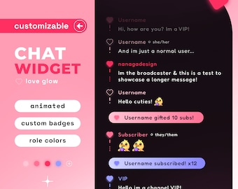 Minimal Love Heart Chat Widget - Cute stream chat box overlay - StreamElements - Twitch & YouTube