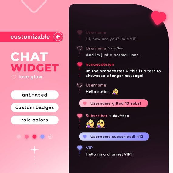 Love Heart Stream Chat Widget: Customizable StreamElements Overlay