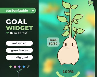 Cute Bean Sprout Stream Goal Widget | Twitch, Youtube Overlay (StreamElements)