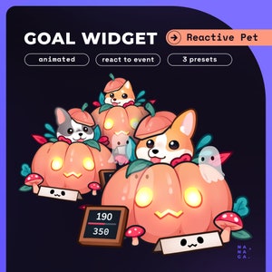 Halloween Dog Pet Goals Stream Widgets | Twitch / Youtube Goal Widget Halloween Overlay | Reactive Stream Pet Mascot | StreamElements