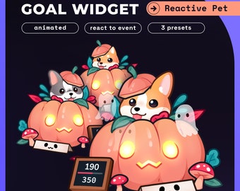 Halloween Dog Pet Goals Stream Widgets | Twitch / Youtube Goal Widget Halloween Overlay | Reactive Stream Pet Mascot | StreamElements