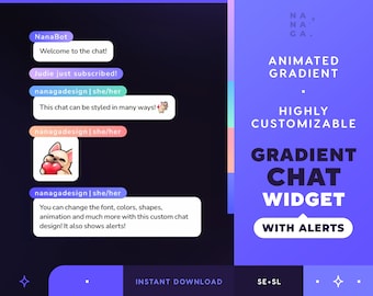 Most Customizable Animated Gradient Chatbox Stream Widget - Cute twitch chat overlay - Streamlabs and Stream Elements - Youtube Twitch