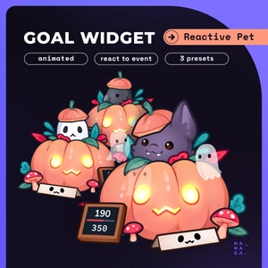 Halloween Bat Ghost Pet Cele Stream Widgets | Twitch / Youtube Goal Widget Halloween Overlay | Reactive Stream Pet Mascot | StreamElements