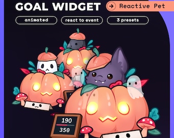 Halloween Bat Ghost Pet Goals Stream Widgets | Twitch / Youtube Goal Widget Halloween Overlay | Reactive Stream Pet Mascot | StreamElements