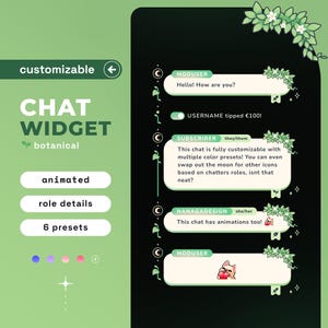 Customizable Gradient Plants Twitch Chat Stream Widget - Stream Elements - Twitch & YouTube
