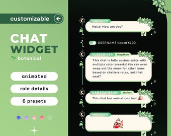 Customizable Gradient Plants Twitch Chat Stream Widget - Stream Elements - Twitch & YouTube
