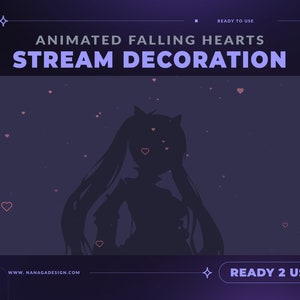 ANIMATED Falling Hearts Stream Decoration - Valentines | Stream Add-On Overlay | Aesthetic | Custom Vtuber Background for Twitch Youtube