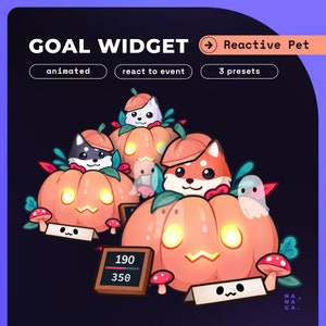 Halloween Fox Pet Goals Stream Widgets | Twitch / Youtube Goal Widget Halloween Overlay | Reactive Stream Pet Mascot | StreamElements