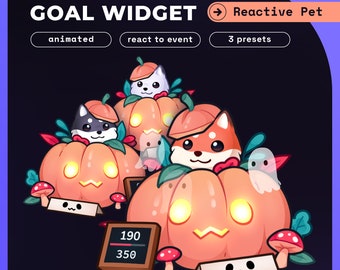 Halloween Fox Pet Goals Stream Widgets | Twitch / Youtube Goal Widget Halloween Overlay | Reactive Stream Pet Mascot | StreamElements