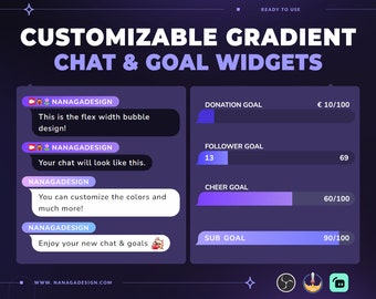 Customizable Gradient Bubble Chat & Goals Stream Widgets (StreamElements / Streamlabs)