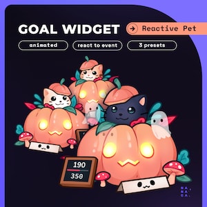 Halloween Cat Pet Goals Stream Widgets | Twitch / Youtube Goal Widget Halloween Overlay | Reactive Stream Pet Mascot | StreamElements