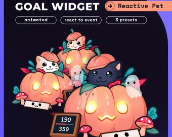 Halloween Cat Pet Goals Stream Widgets | Twitch / Youtube Goal Widget Halloween Overlay | Reactive Stream Pet Mascot | StreamElements