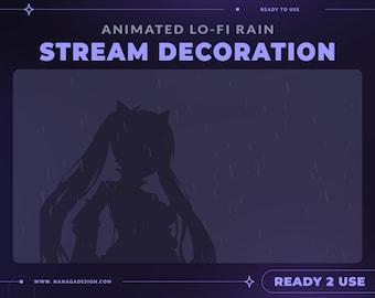 ANIMATED Lo-Fi Rain Stream Decoration  | Stream Add-On Overlay | Aesthetic | Custom Vtuber Background for Twitch Youtube