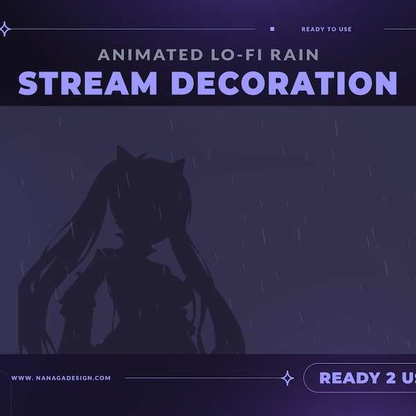 ANIMATED Lo-Fi Rain Stream Decoration  | Stream Add-On Overlay | Aesthetic | Custom Vtuber Background for Twitch Youtube