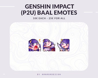 Raiden Shogun Baal Genshin Impact Emote Set for Twitch, Youtube or Discord