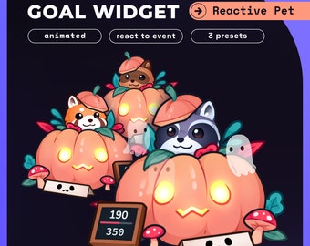 Halloween Raccoon Pet Goals Stream Widgets | Twitch / Youtube Goal Widget Halloween Overlay | Reactive Stream Pet Mascot | StreamElements