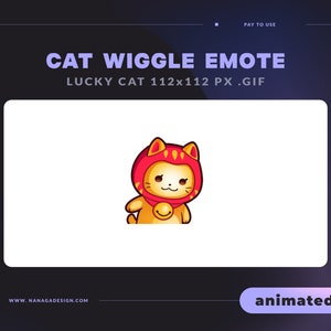 Gold LUCKY CAT animated emote - wiggle Maneki Neko - Streamer Graphics Emotes for Twitch, Discord