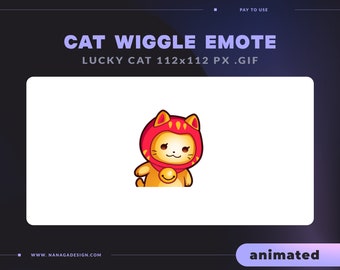 Gold LUCKY CAT animated emote - wiggle Maneki Neko - Streamer Graphics Emotes for Twitch, Discord