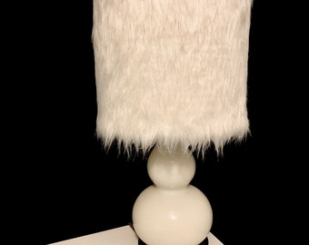 white fur lamp shade